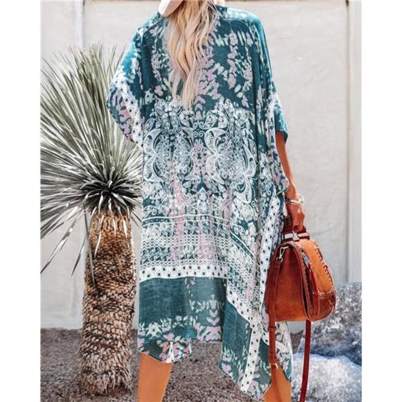 Women's Kimono Swimsuit Coverups Summer Beach Casual Loose Cardigans - Picture 6 of 7